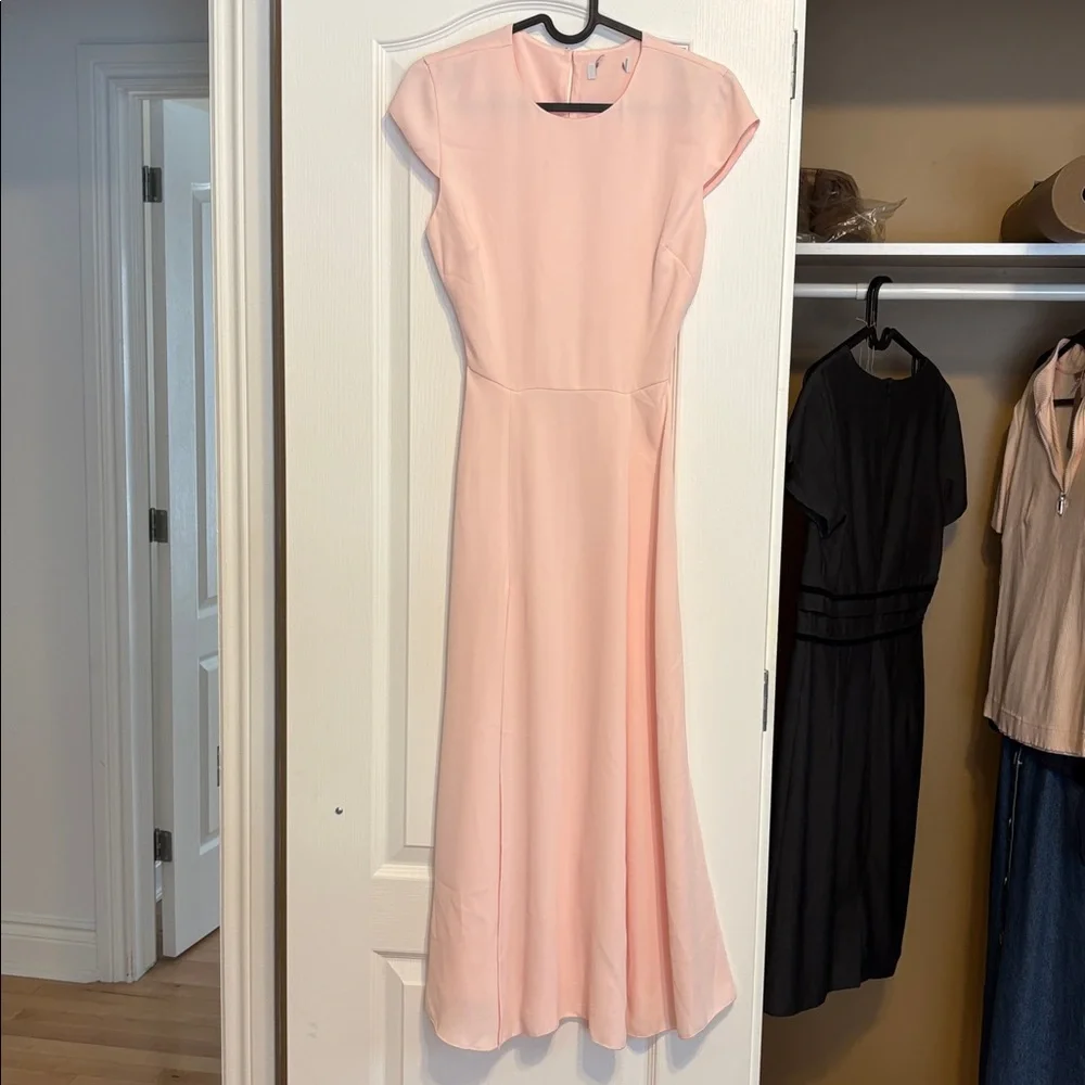 Babaton Light Pink Asymmetrical Midi Dress - Picture 6 of 12